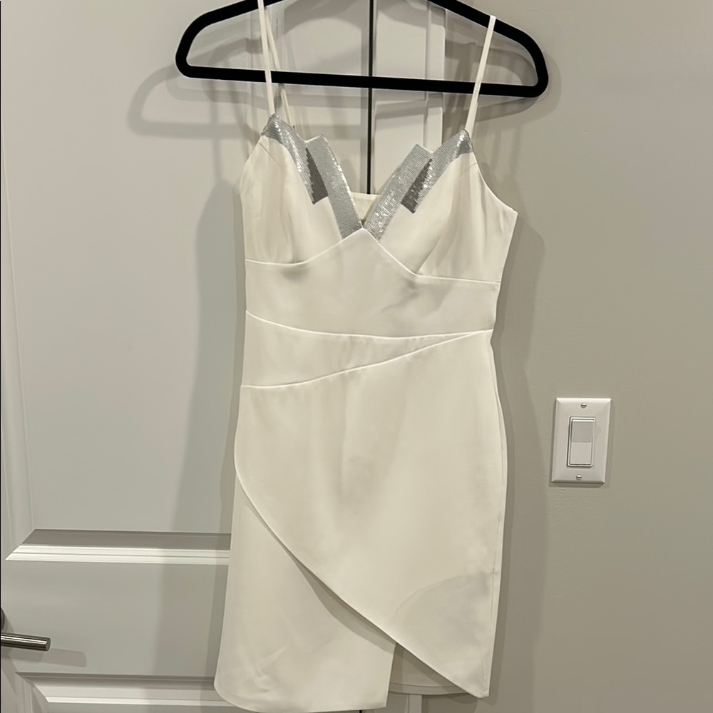 Elegant White Dress with Silver Accents